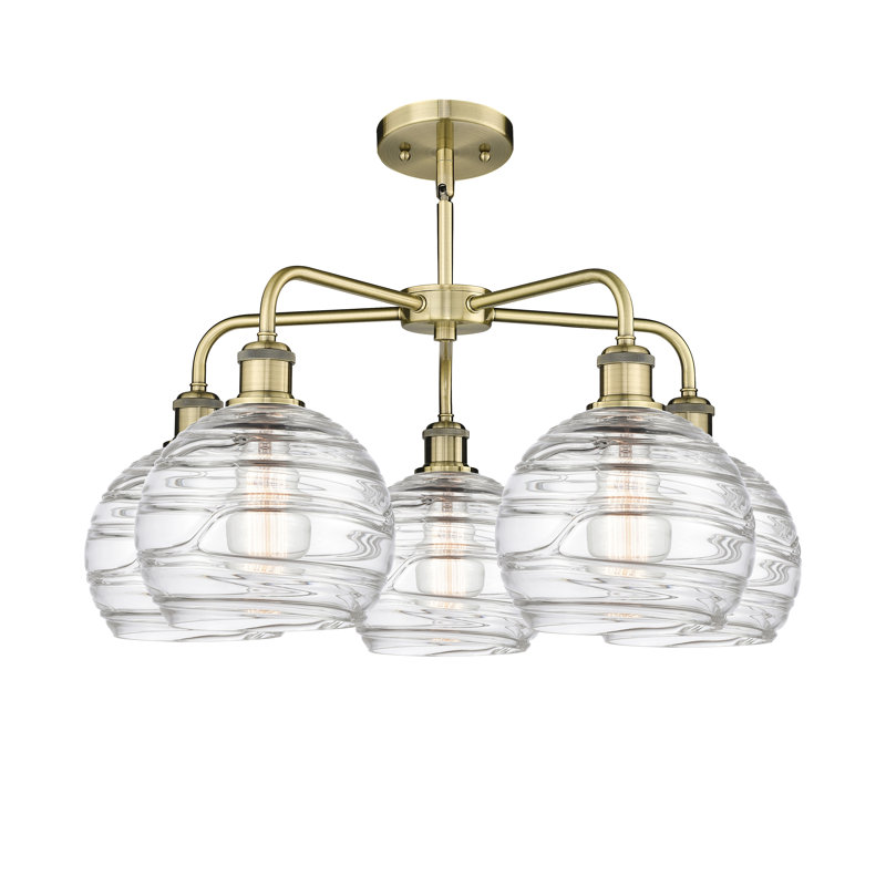 Lustre sphérique à 5 lumières en acier à intensité variable Essex, H 15,88 po x l 26 po x P 26 po, Nickel satiné