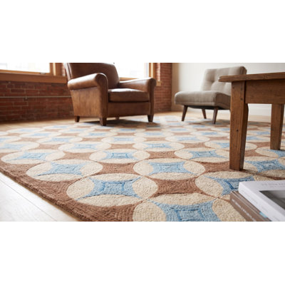 Tapis en laine tissé à la main style contemporain moderne géométrique brun des années 2000 10 pi x 14 pi