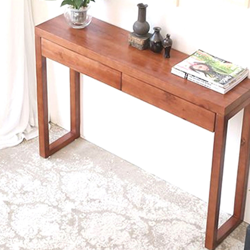 Modern Chinese Style Solid Pine Entryway Table, 33.5" H x 55.1" W x 11.8" D