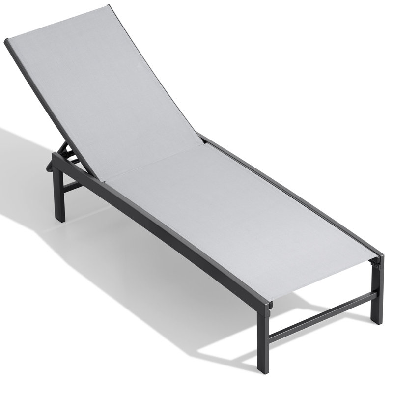  Chaise longue d'extérieur / de patio Antrea avec dossier inclinable réglable, Gris clair