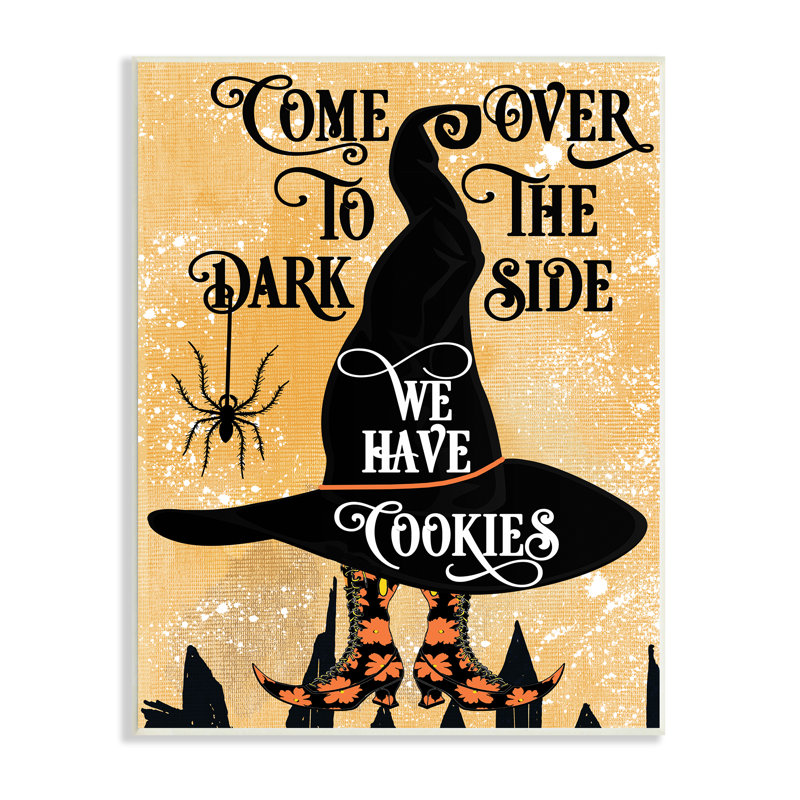 «Dark Side Has Cookies Festive Halloween», art textuel sur bois, H 19 po x l 13 po x P 0,5 po, Plaque murale