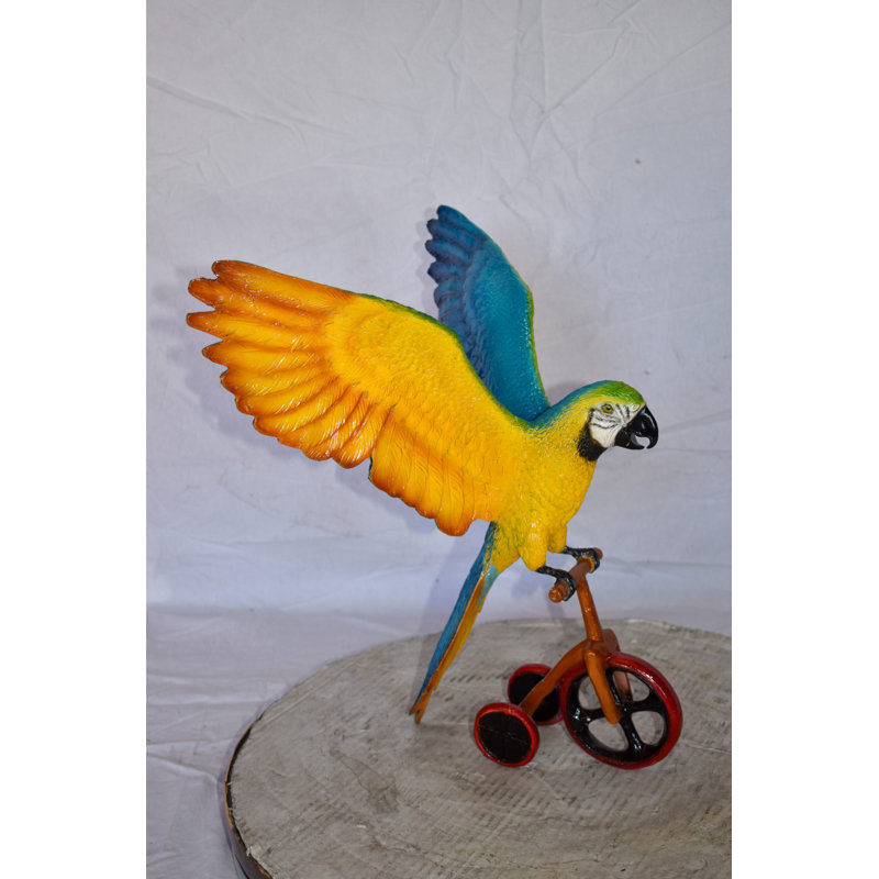 Ewel Colourful Parrot Riding a Tricycle Statue