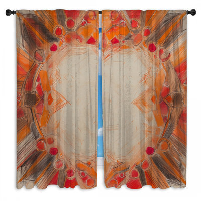 Rideaux de fenêtre abstraits circulaires à formes abstraites transparentes et obscurcissantes - 2 panneaux