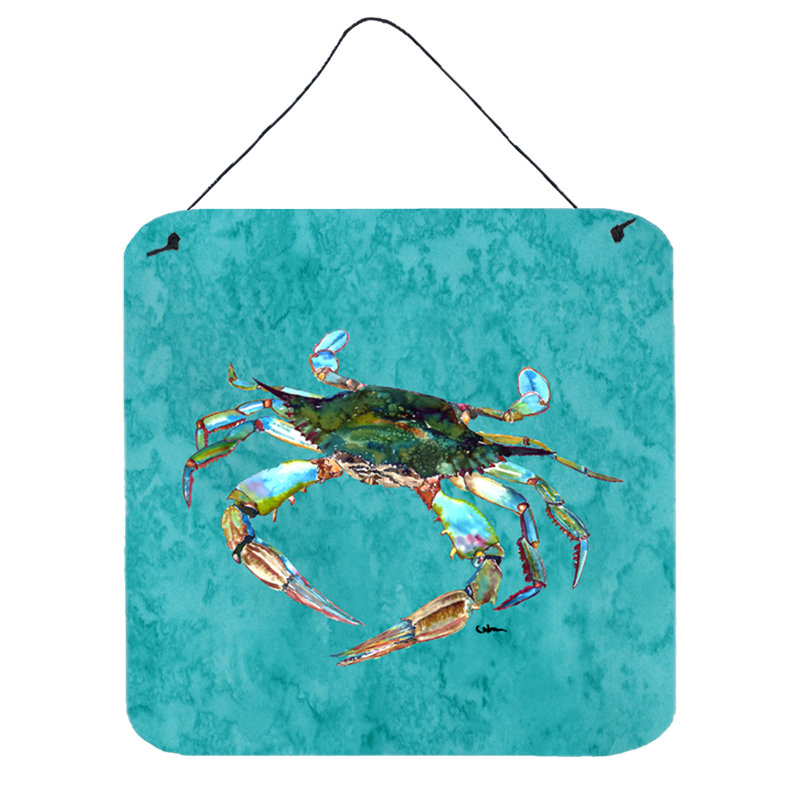 Reproduction d’art sur plaque crabe, H 6 po x l 6 po x P 0,02 po