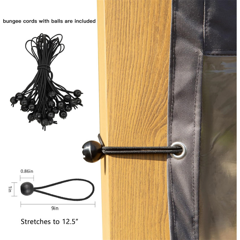 Rideau transparent d'extérieur robuste, Gris, H 118,9 po x l 83 po