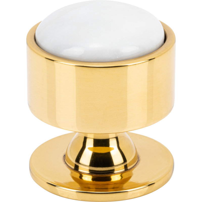 Firesky Diameter Knob, Polished Brass, Calacatta Gold, 1 1/8"