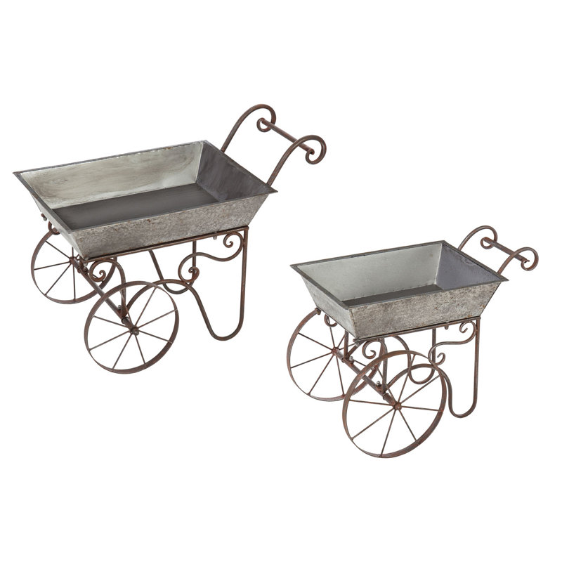 Ensemble de 2 pots de fleurs statue galvanisée Emily
