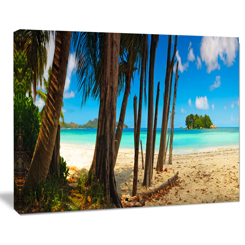 « praslin island tropical beach panorama », reproduction de photo sur toile tendue, H 8 po x l 12 po x P 1 po