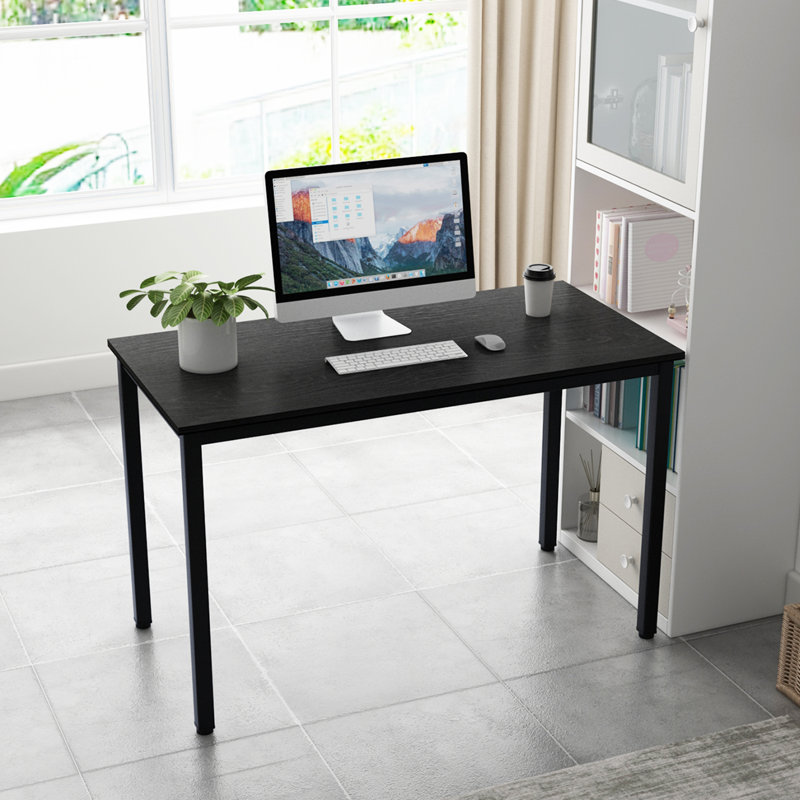 Rockett Metal Base Writing Desk, Black/Black, 29.5" H x 47" W x 23.6" D