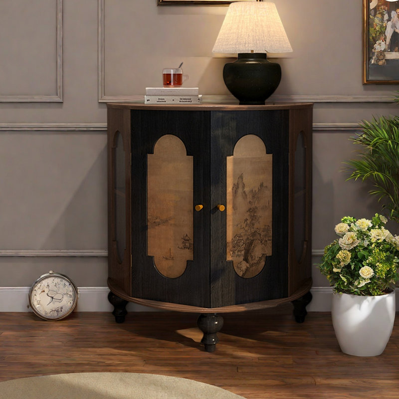 Élégante armoire d'appoint semi-circulaire en bois massif