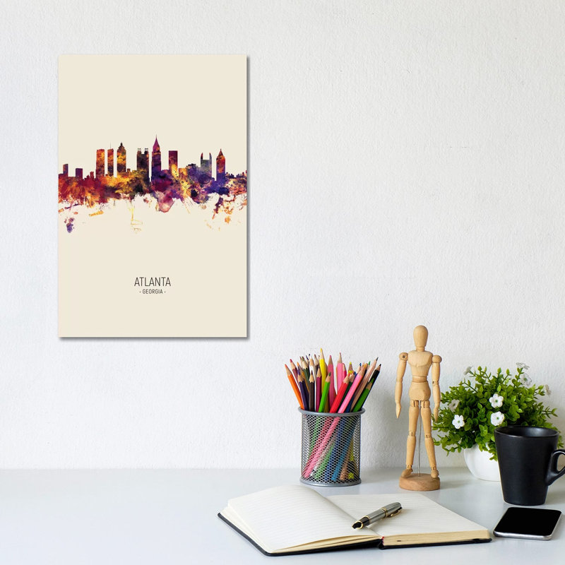 Atlanta Georgia Skyline Fall by Michael Tompsett - 1 Piece Wrapped Canvas Wall Art, 20.32 cm H x 30.48 cm W