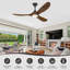 Ventilateur de plafond en bois massif à 3 pales avec lumière, ventilateur de ferme moderne, application intelligente et télécommande, moteur CC réversible silencieux, 6 vitesses, lumière DEL à intensité variable-1094368247-1094988170