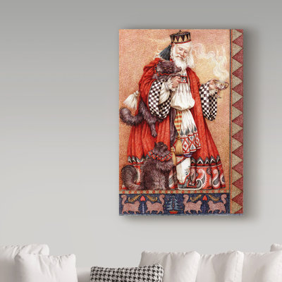 Hodgin 'Father Christmas and Cats' Acrylic Painting Print on Wrapped Canvas