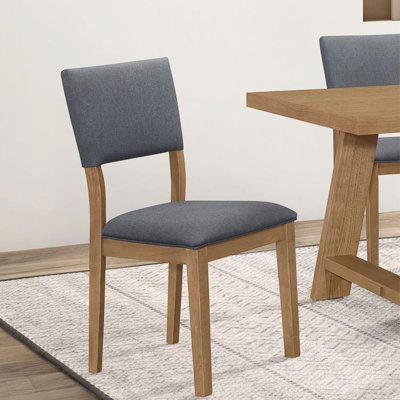 De 2 chaises de salle à manger en tissu bleu, cadre brun rustique chaleureux pour les chaises couvertes 2, style bois