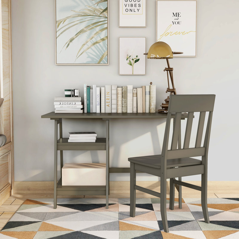 Ensemble de bureau d'écriture avec chaises ouvertes Kendon, Gris