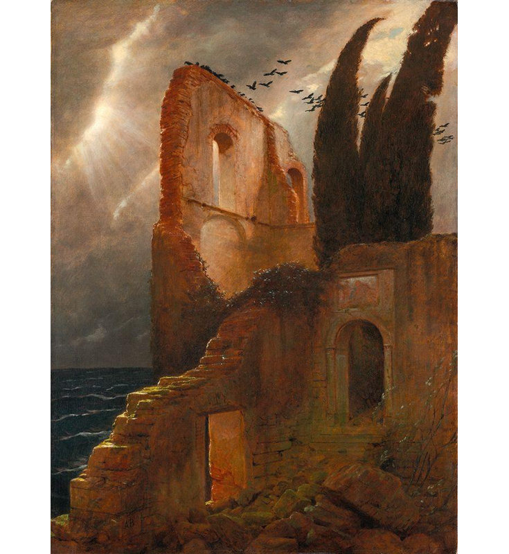 Art sur toile tendu Lark Manor ™, Bocklin, d'Arnold, Ruin by the Sea, H 48 po x l 36 po
