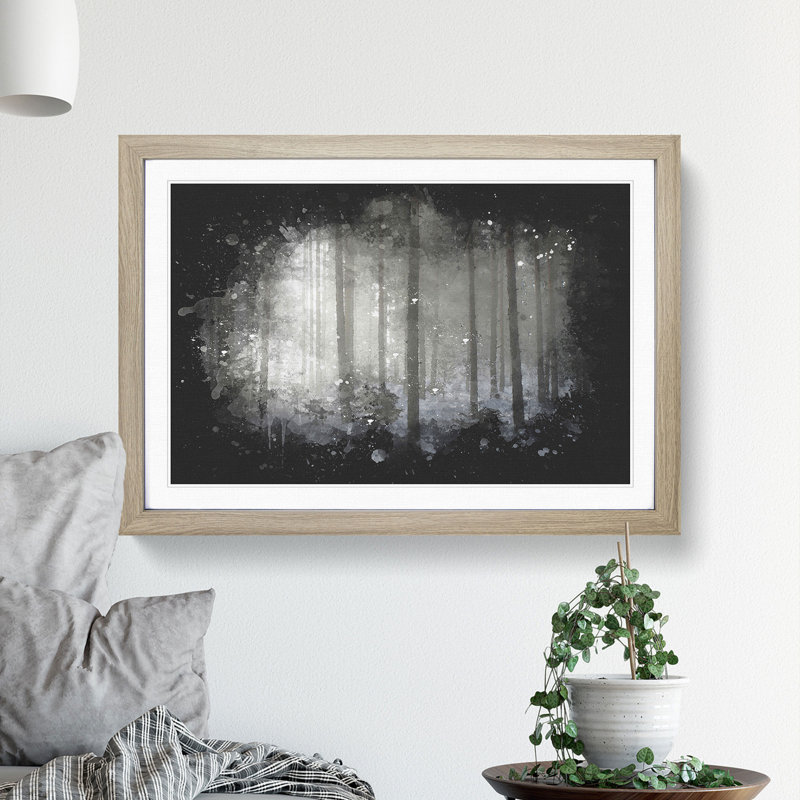 Winter Forest Vol.8 Paint Splash - Picture Frame Graphic Art, 27cm H x 36cm W x 2cm D, Oak