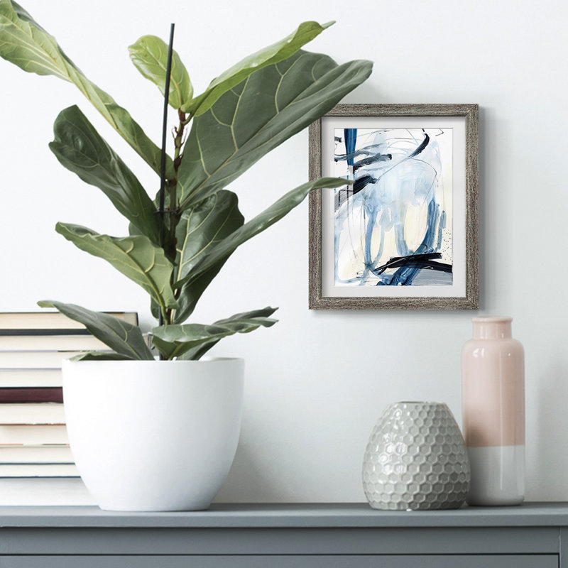 Indigo Swash II, Papier encadré argent vieilli, Blanc