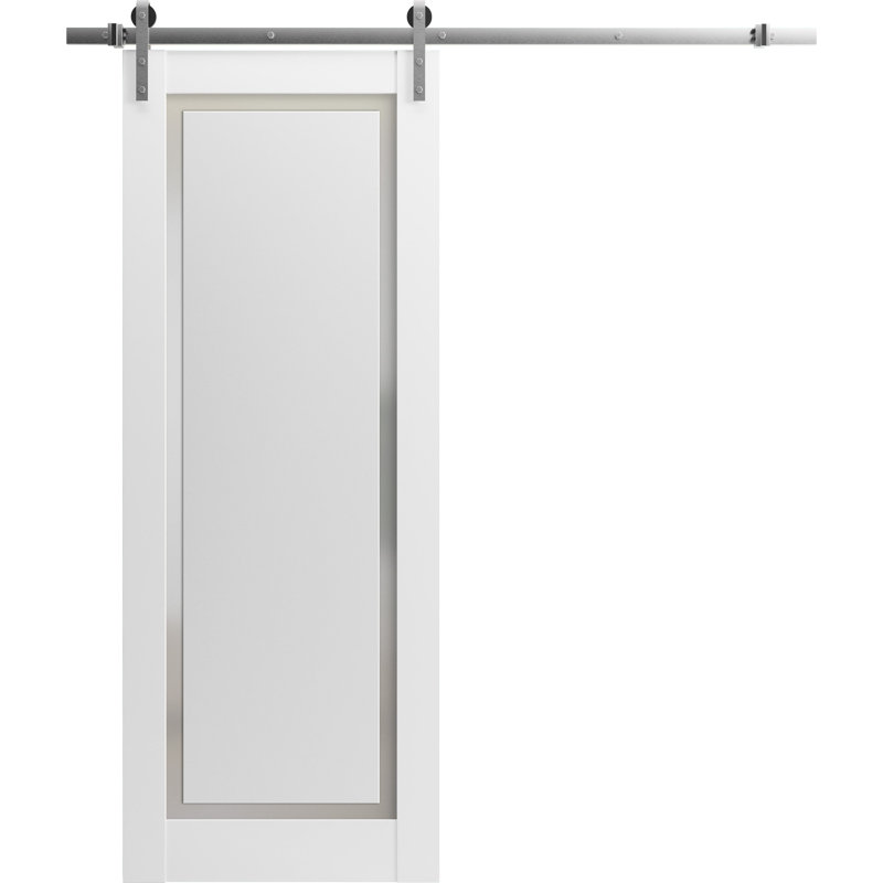 Porte de grange en bois givré Planum, 18 po x 80 po