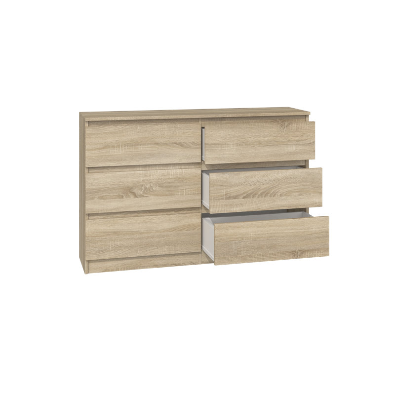 Olhouser 120cm W 6 - Drawer Chest of Drawers, Sonoma Oak