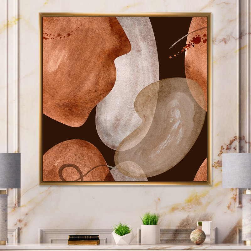 Décoration murale Mid-Century Earth Tones - Mid-Century, H 36 po x l 36 po x P 1 po, Cadre flottant doré