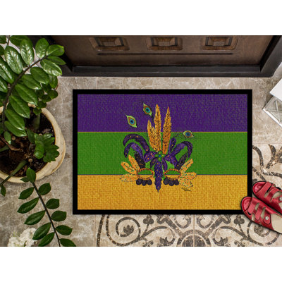Tapis de porte d’intérieur anti-dérapant à masque gras mardi gras