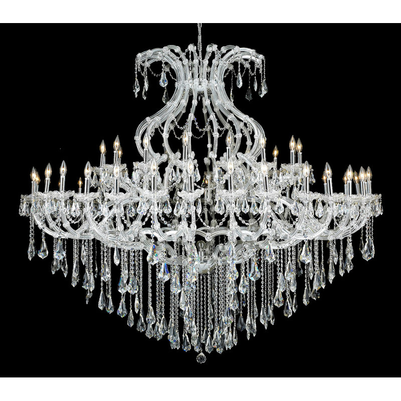 Lustre empire de style bougie 49 lumières Stockard, Chrome / cristal (transparent) / coupe royale