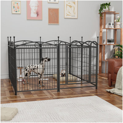 Parc pour chien 32 pouces intérieur 8 panneaux enclos en métal pour animal de compagnie clôture extérieure pour animaux avec portes