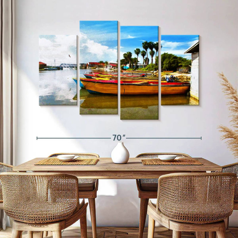 Jamaican River Boats, 42" H x 68" W