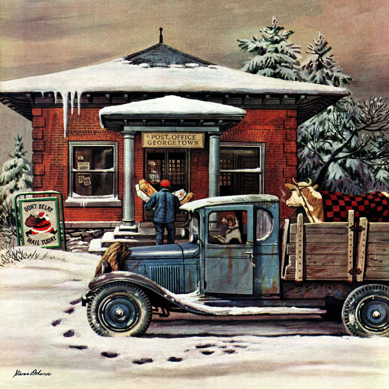 Rural Post Office At Christmas by Stevan Dohanos - Wrapped Canvas Painting, 46cm H x 46cm W