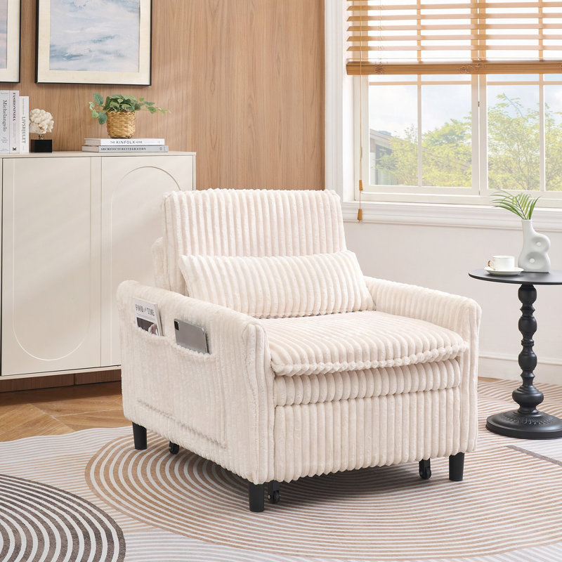 Fauteuil confortable pour petit appartement avec balcon et canapé-lit, Beige