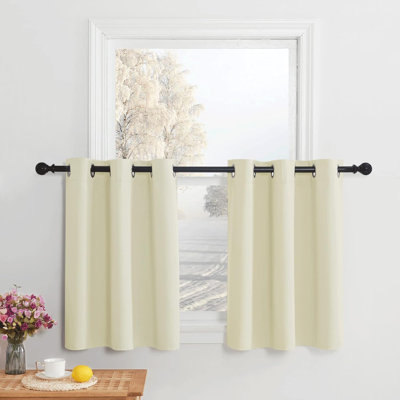 Blackout Small Window Valances, Rustic Farmhouse Curtains Grommet Top Thermal Insulated Window Drapes for Kitchen/Bathroom/Basement, 2 Panels.