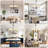 6-Light Linear Kitchen Island Pendant Light, Farmhouse White Fabric Shade Chandelier for Dining Room