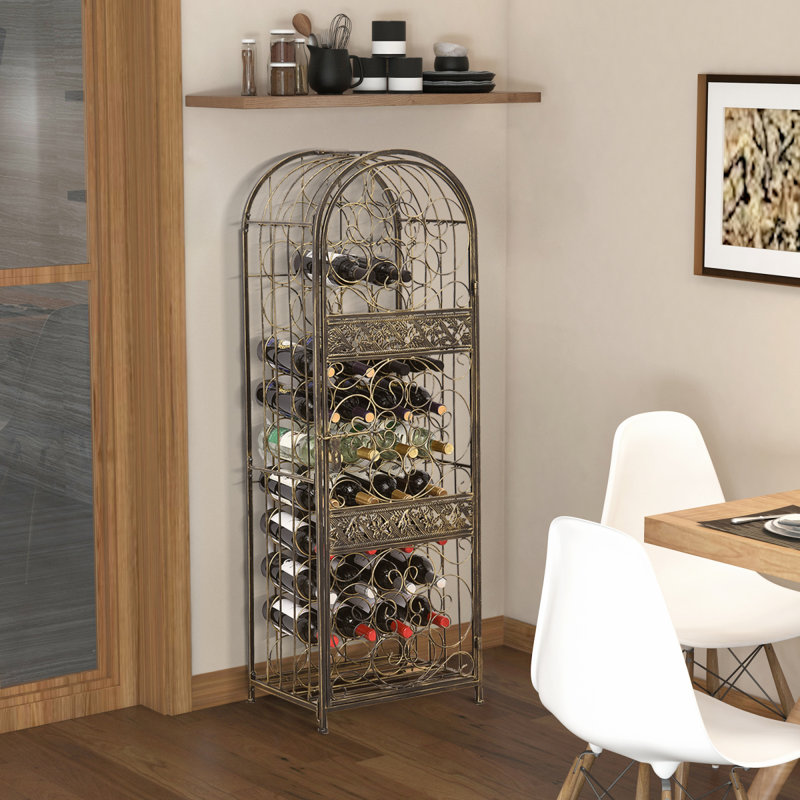 45 Bottle Wrought Iron Wine Rack Jail With Lock