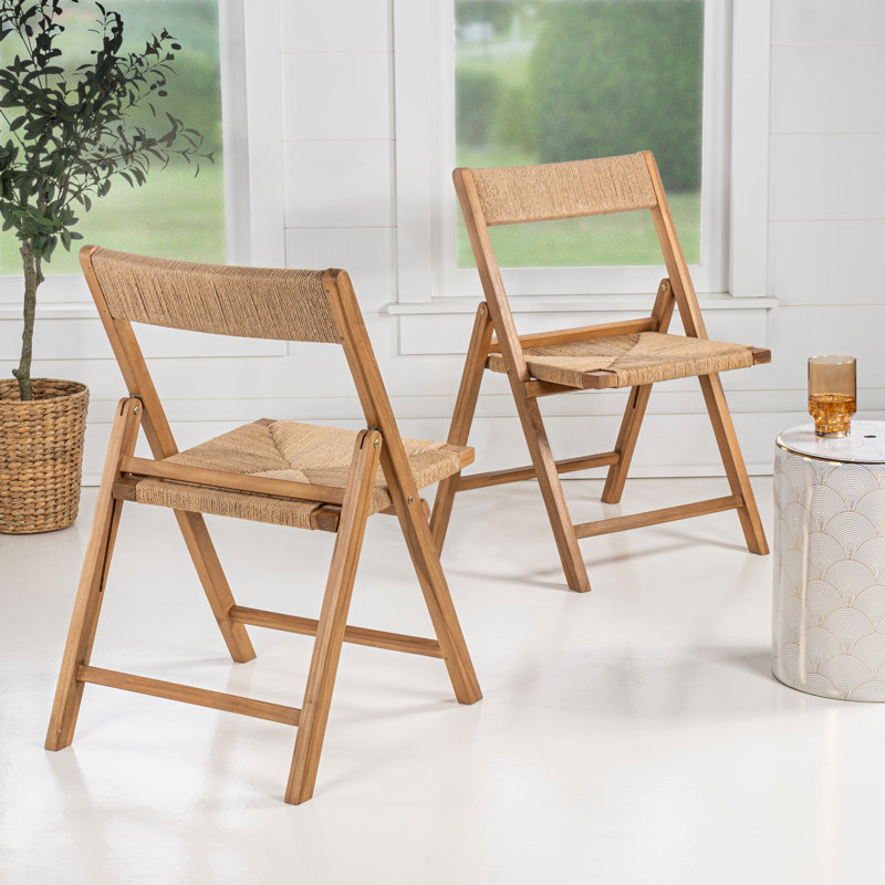 Chaise pliante en bois de teck naturel Kiawah Coastal, Marron clair