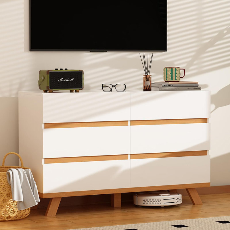 Commode 6 tiroirs 6 tiroirs, commode double moderne 47 "avec large commode