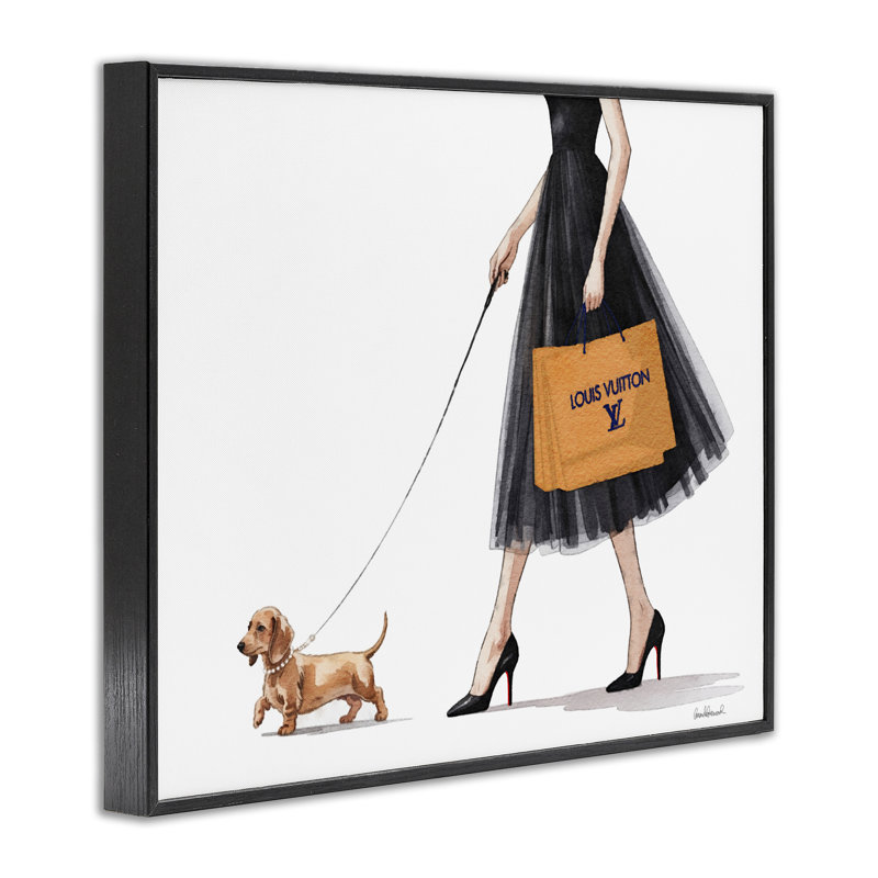 Giclée encadrée par un chien à la mode, design par Amanda Greenwood, H 16 po x l 20 po, Giclée noire de minuit encadrée