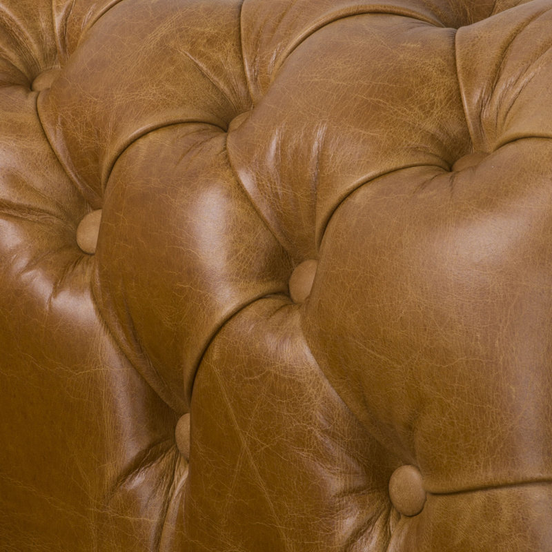 Temeko Genuine Leather Sofa, Caramel, 4