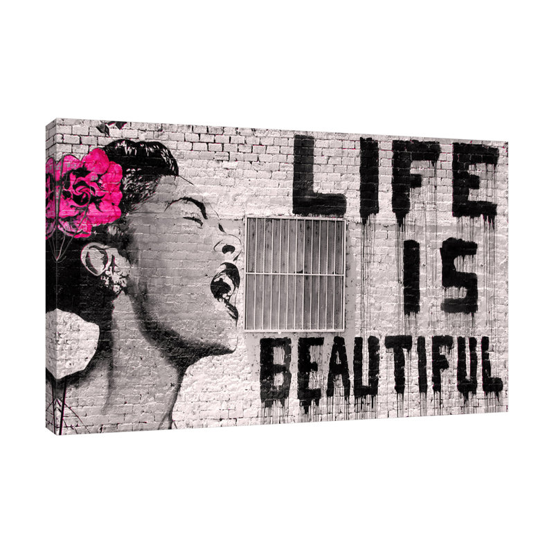 Life Is Beautiful by Banksy - Wrapped Canvas Print, 30 cm H x 46 cm W x 4 cm D