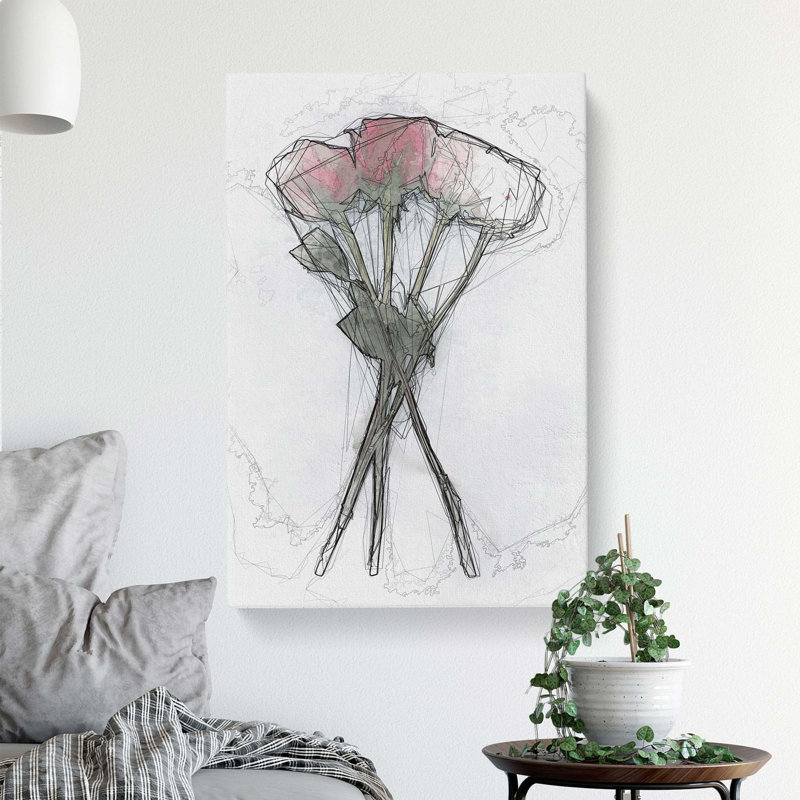 Bunch of Red Roses in Abstract - Wrapped Canvas, 50cm H x 35cm W x 3cm D