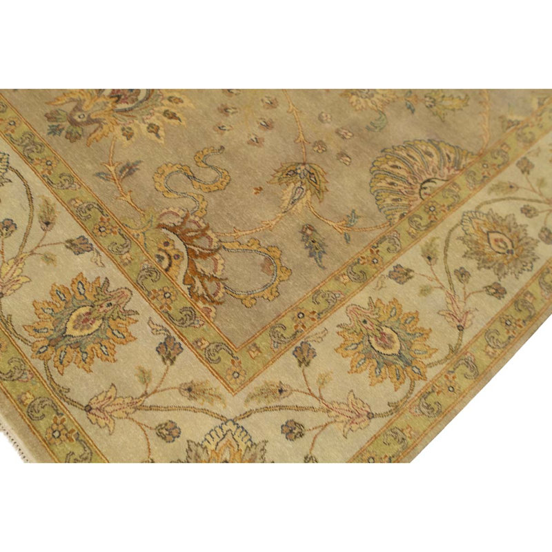 Tapis brun / jaune / gris noué à la main