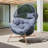 1-person Metal Outdoor Patio Swing Eggchair Dark Blue Color Wicker With Dark Bluecushion