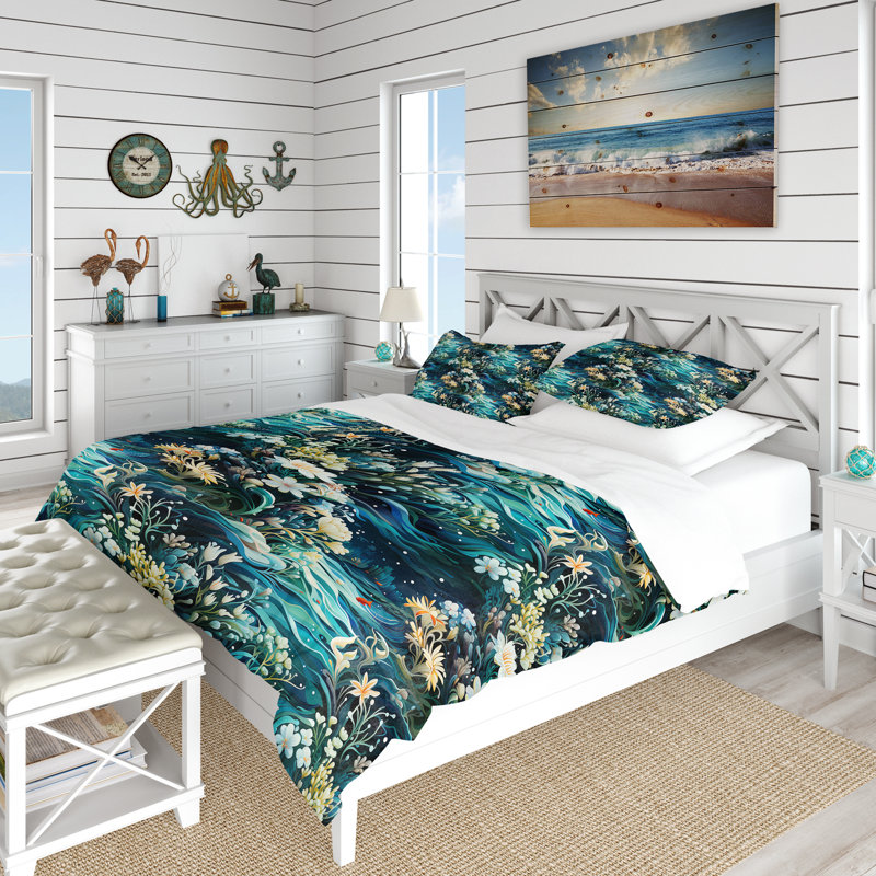 Ensemble de housse de couette Oceanic Dreamscape, Housse de couette pour très grand lit et 2 très