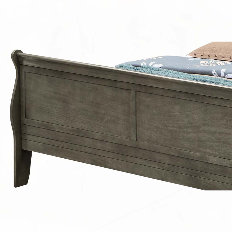 Lit en bois, Lit double, Gris