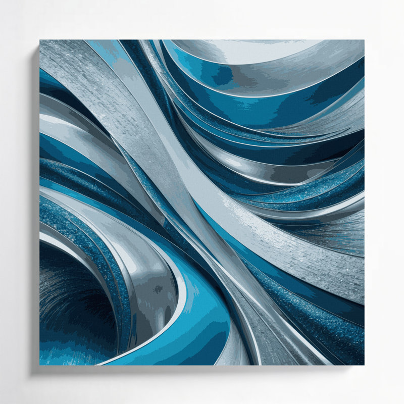 «Abstract Landscape 23», art mural sur toile bleue, 12" H x 12" W