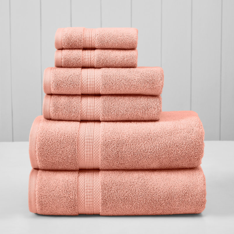 Modern Threads 6-Piece Rayon from  Towel Set - Ultra Soft & Absorbent, Peach