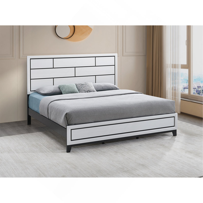 Lit Glasgow G04390A-QB (matelas non inclus), Blanc, Très grand lit