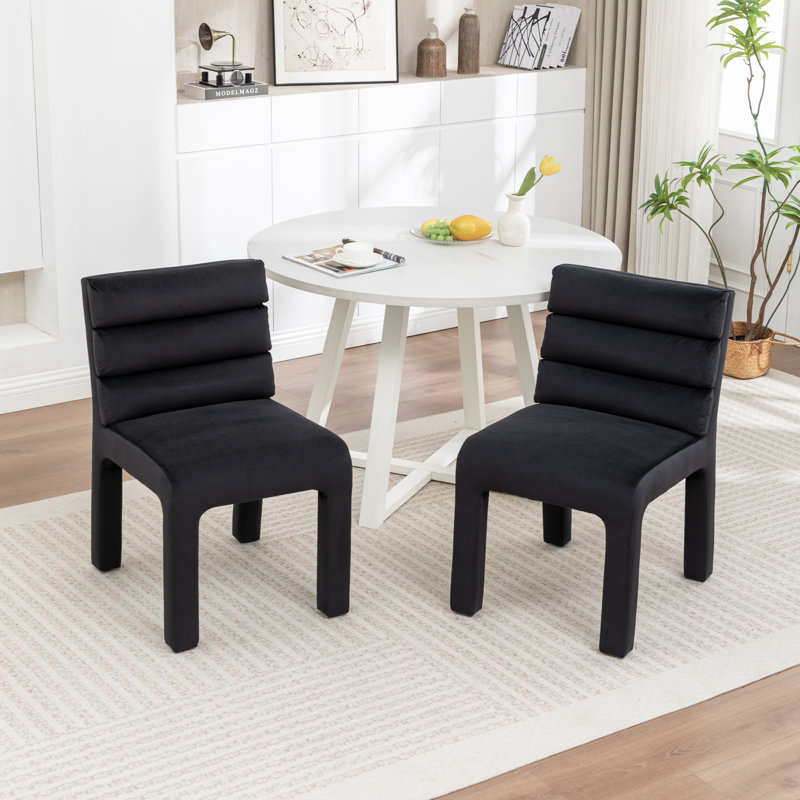 Cowger Velvet Upholstered Side Chair, Black