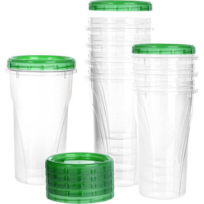  48Oz Clear Plastic Twist Top Storage Deli Containers With Green Lids - Leak-Proof, Airtight, And Reusable - For Meal Prep, Lunch, And Snacks (20)