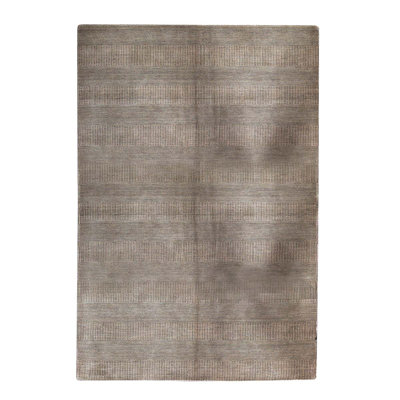 Tapis gris géométrique en laine noué à la main 6 pi x 9 pi